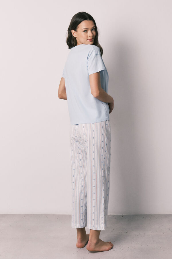 Women'secret Pijama capri em algod&atilde;o azul azul