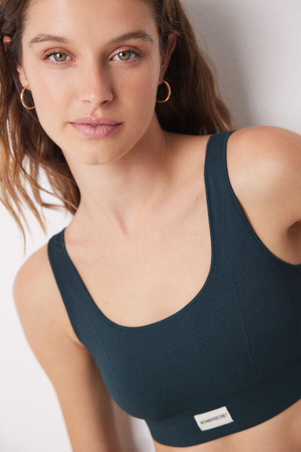 Women'secret top triangular verde escuro sem costura verde