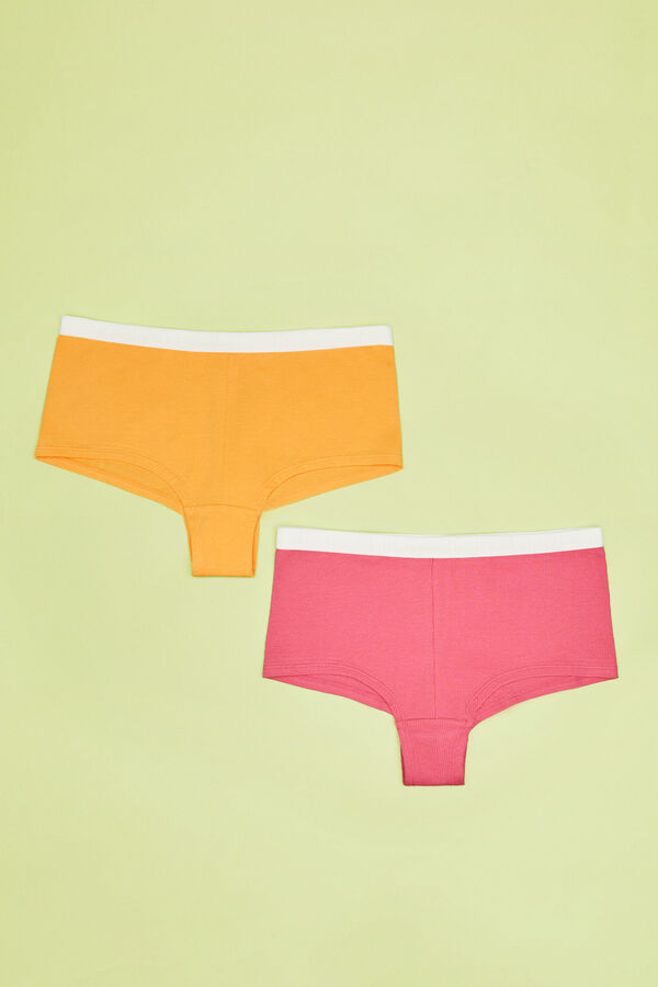 HI&BYE Pack 2 bragas culotte algod&oacute;n naranja y rosa estampado