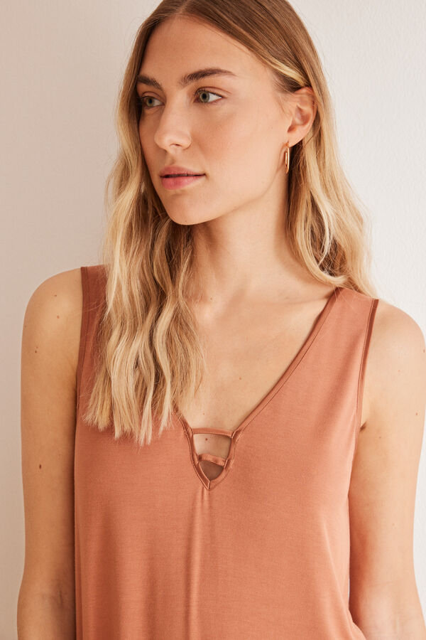 Women'secret Camisa de dormir castanha Ecovero&trade; cru