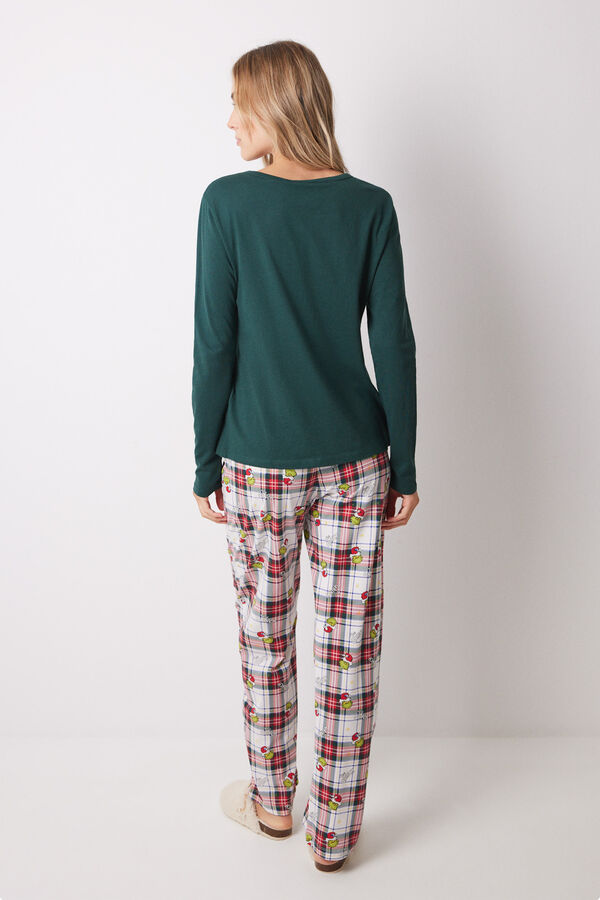 Women'secret Pijama 100% algod&oacute;n cuadros Grinch verde