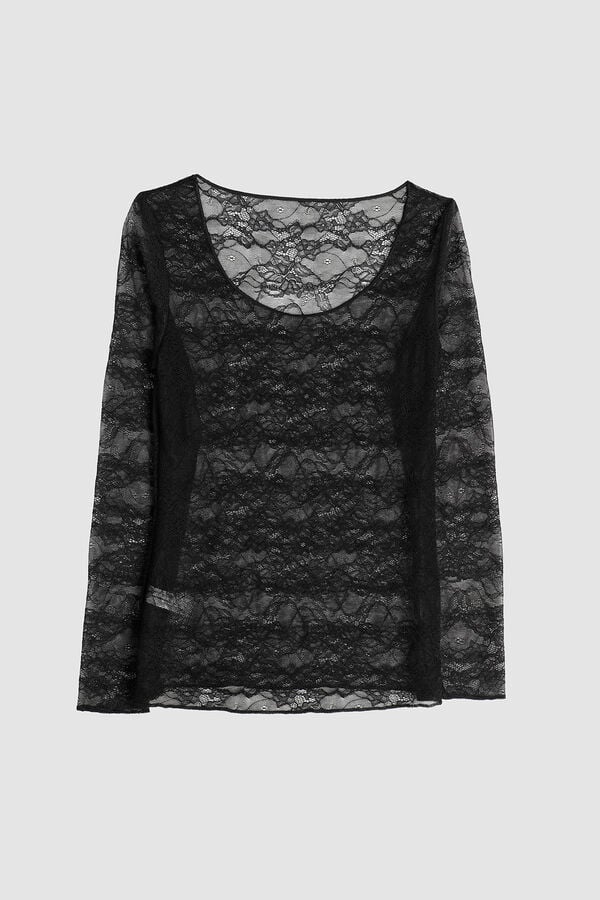 Cotonella Camiseta Manga Larga Cuello Redondo negro