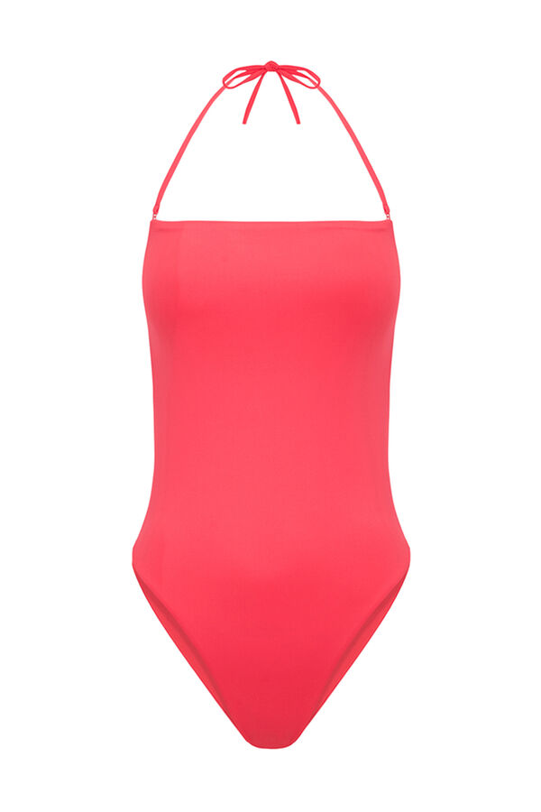 HI&BYE Fato de banho tomara que caia coral vermelho