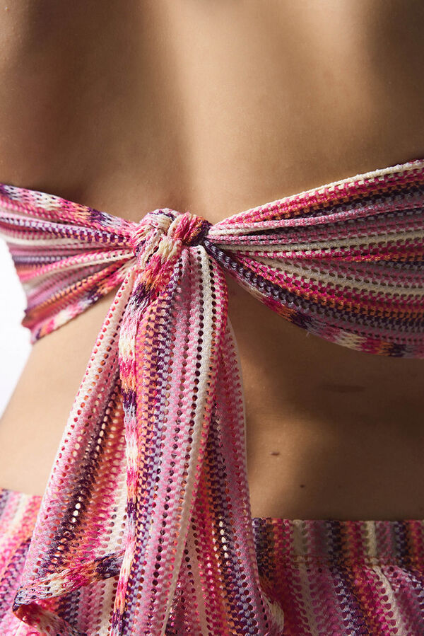 Penti Top de biqu&iacute;ni riscas estampado