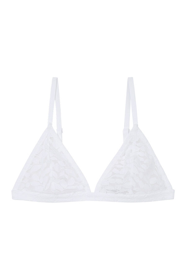 Women'secret NATURAL Sujetador triangular encaje blanco blanco