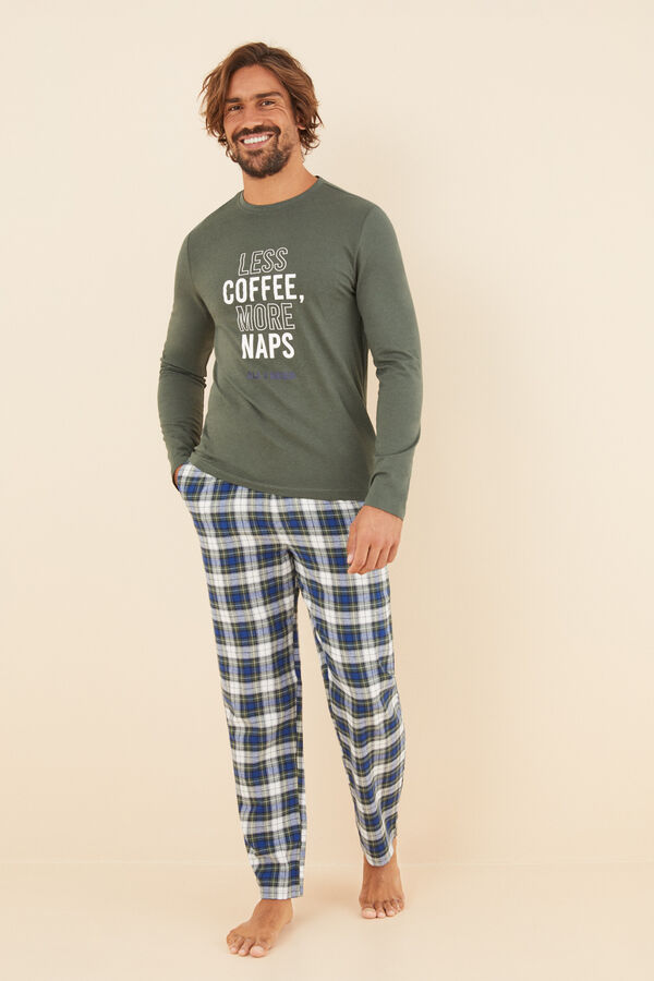 Womensecret Pijama largo hombre 100% algodón verde kaki