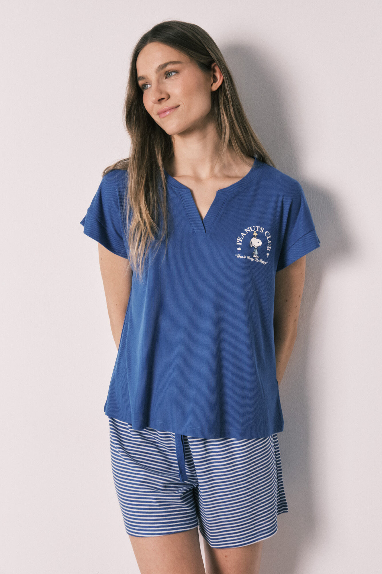 Women'secret Pijama curto Snoopy azul