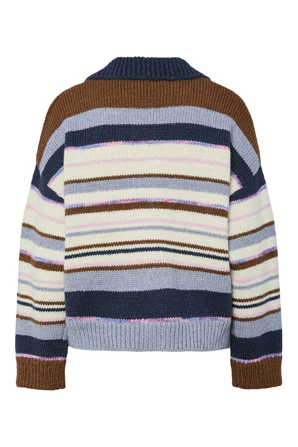 Pieces Jersey Cuello Polo Contraste marr&oacute;n