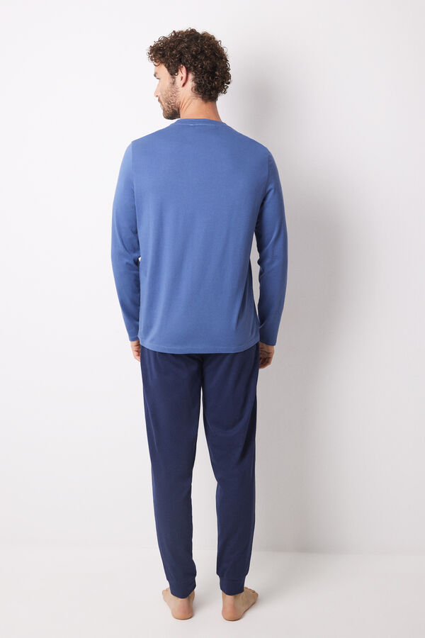 Women'secret Pijama largo hombre 100% algod&oacute;n Felix azul