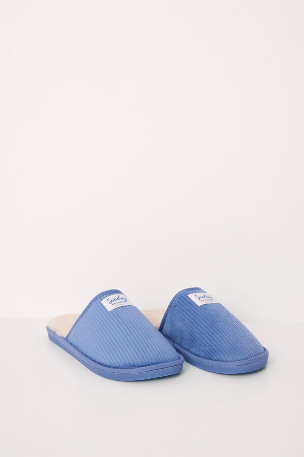 Women'secret Zapatillas casa destalonadas pana azul azul