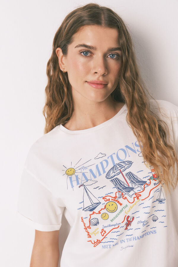 Women'secret T-shirt Smile Off White Algodão bege