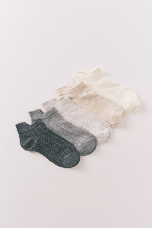 Women'secret Pacote de 5 meias curtas cinza  cinzento