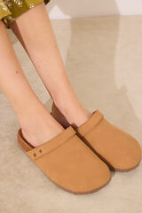 Women'secret Zapatillas tipo zueco camel beige