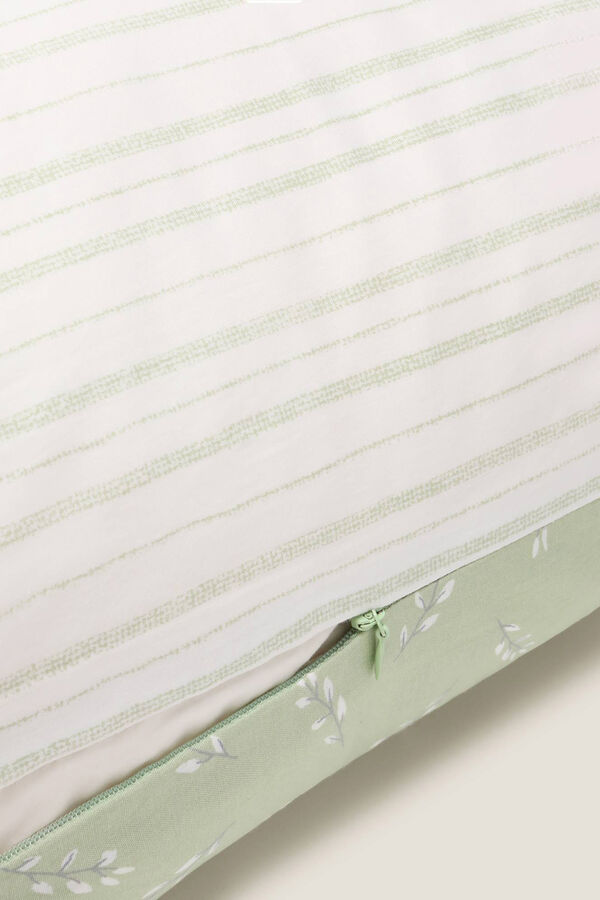 Textura Funda coj&iacute;n algod&oacute;n hojas kaki