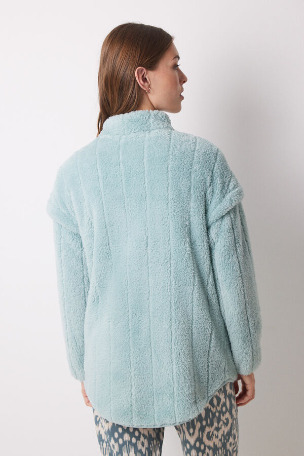 Women'secret Robe curto de pele verde fofo verde