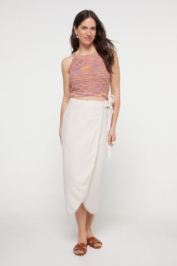 Pieces Falda larga cruzada gris