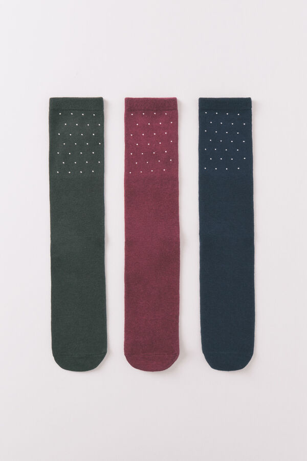 Women'secret Pacote com 3 meias longas de algod&atilde;o com mistura de glitter estampado