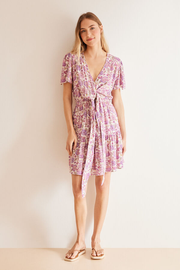 Women'secret Vestido corto estampado floral rosa