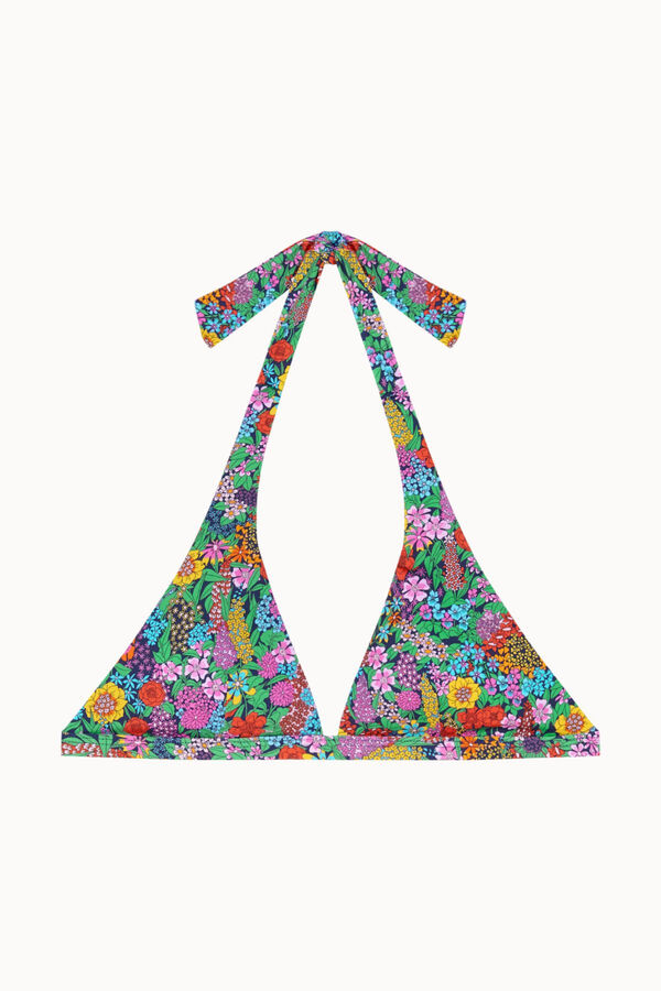 Bohodot Top bikini halter con goma floral estampado