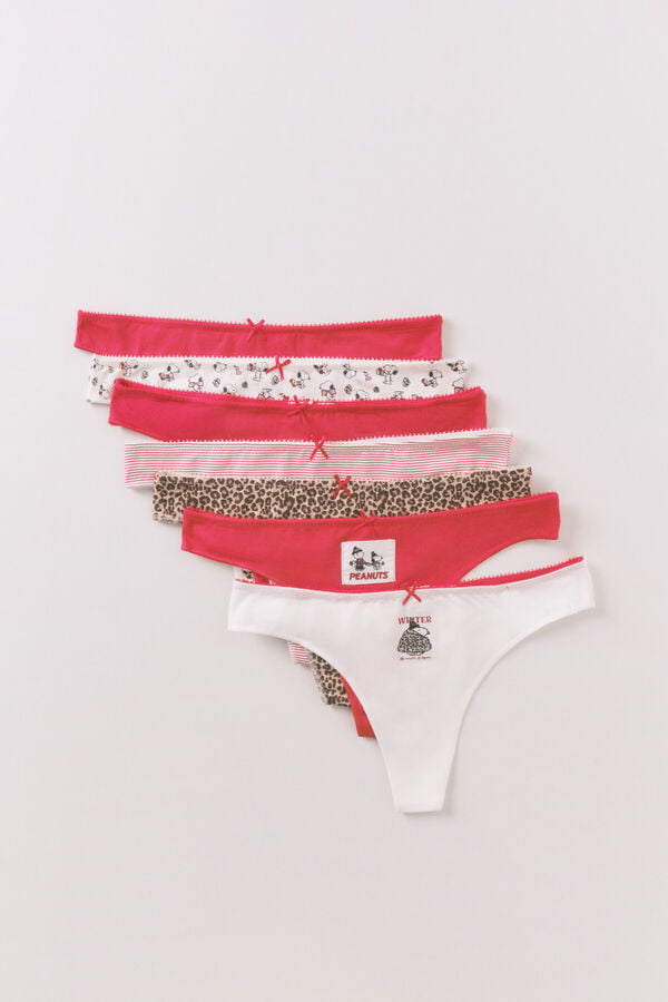 Women'secret Pack 7 tangas algod&oacute;n rojo Snoopy estampado