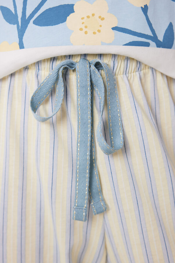 Women'secret Pijama algod&oacute;n estampado flores azul