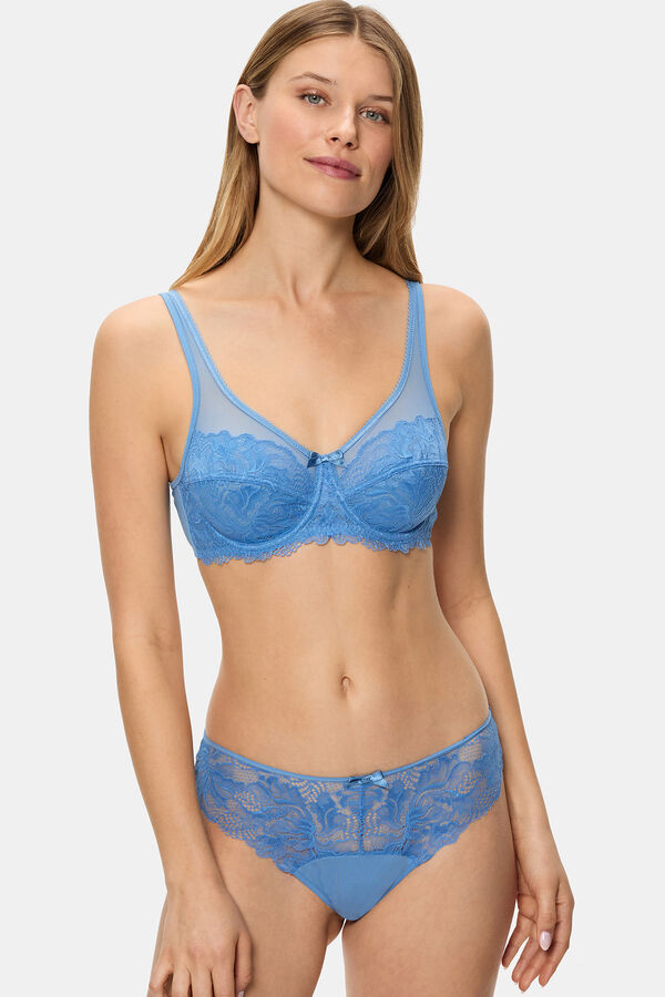 DIM Braga cl&aacute;sica con encaje Generous Essentiel  azul
