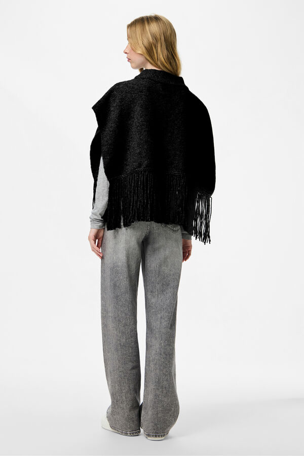 Pieces Poncho de flecos negro