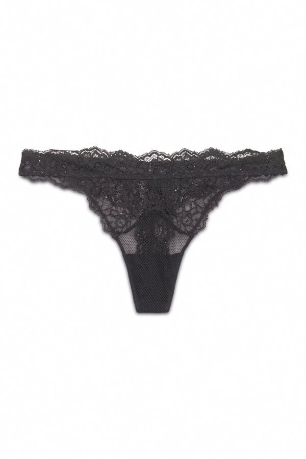 Women'secret Braga brasile&ntilde;a encaje negro brillo negro