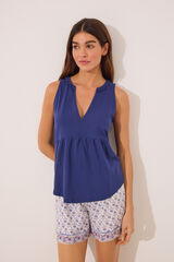 Women'secret Pijama corto tirantes 100% algod&oacute;n estampado azul estampado