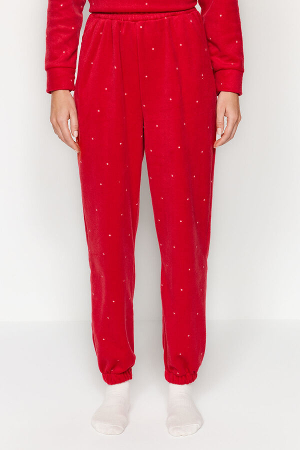 Trendyol Conjunto pijama polar rojo lunares&nbsp; rojo