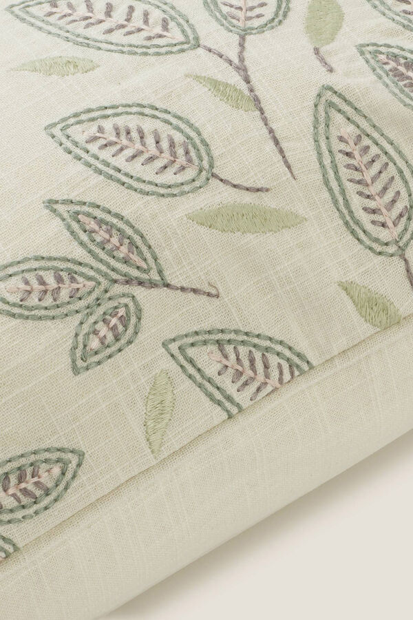 Textura Capa travesseiro algod&atilde;o folhas bege