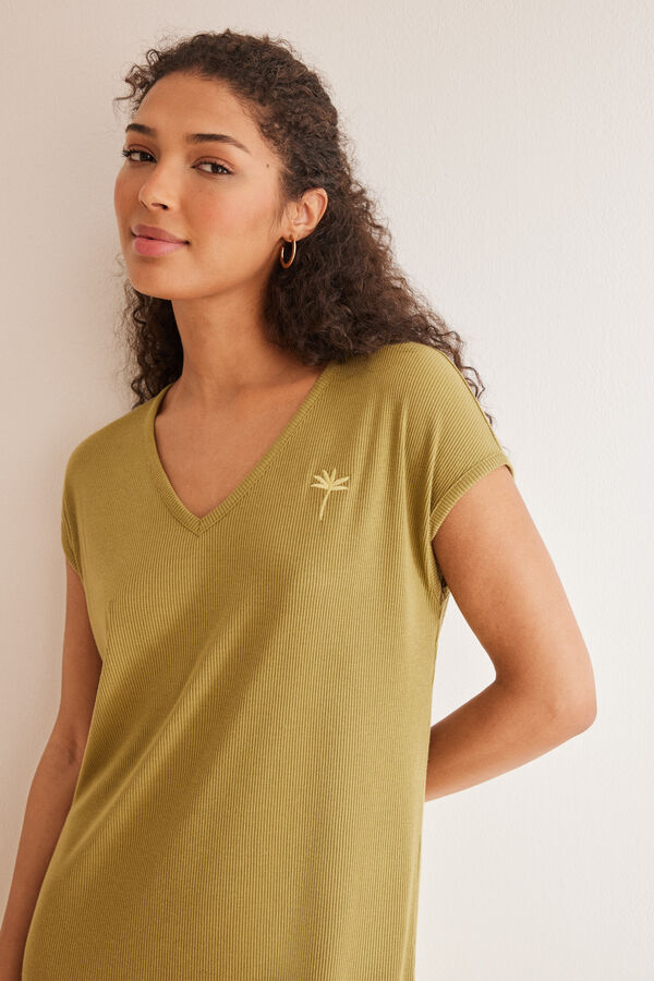 Women'secret Camis&oacute;n largo verde rib kaki