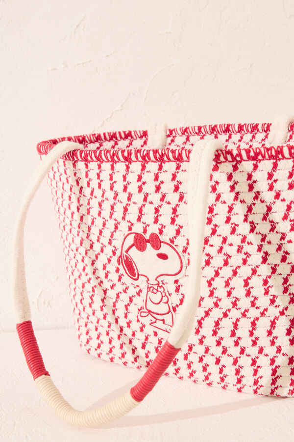Women'secret Bolso mediano shoper Snoopy blanco