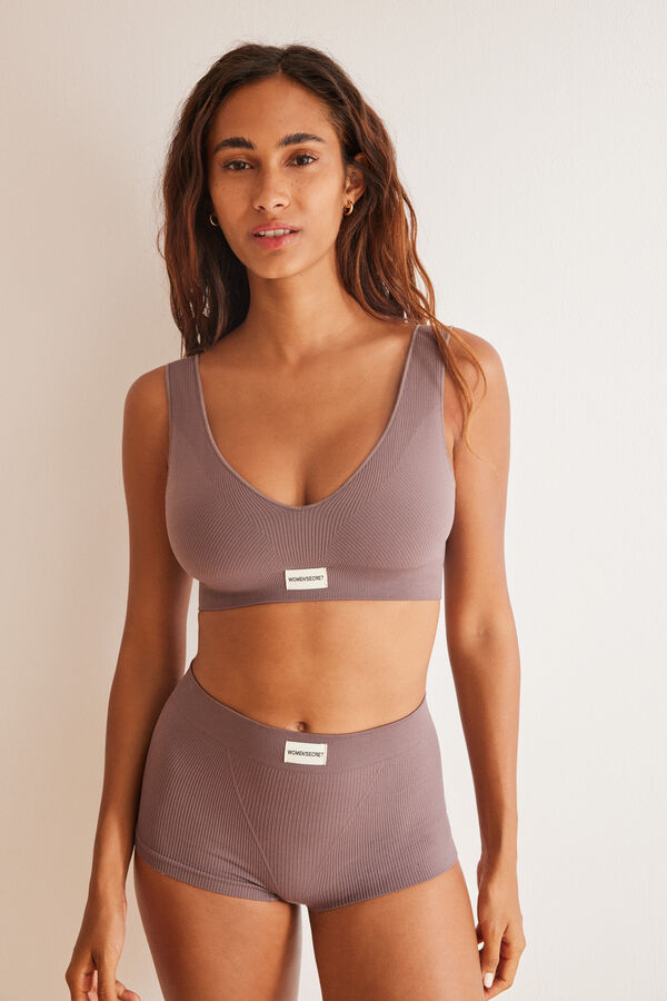 Women'secret Crop top canal&eacute; morado seamless morado/lila