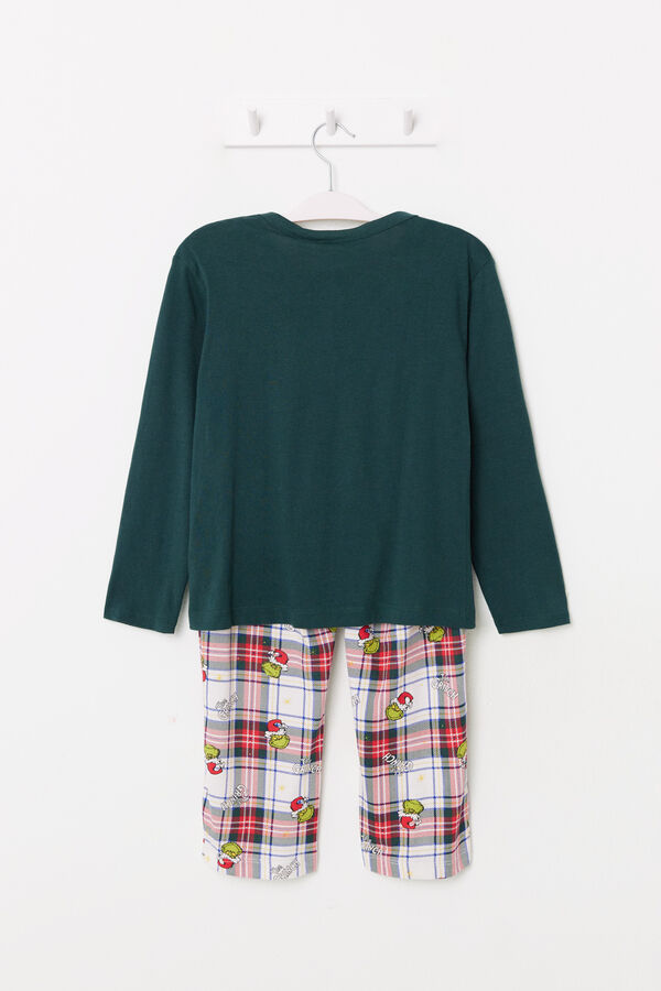 Women'secret Pijama infantil 100% algod&oacute;n cuadros Grinch verde