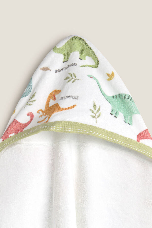 Textura Toalha capuz dinossauros branco