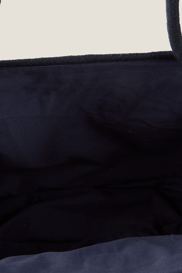 Textura Capazo de playa en cuerda de algod&oacute;n natural azul