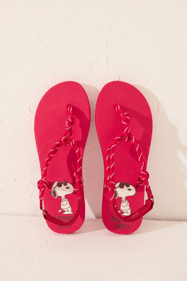 Women'secret Chanclas cuerda Snoopy rojo rojo