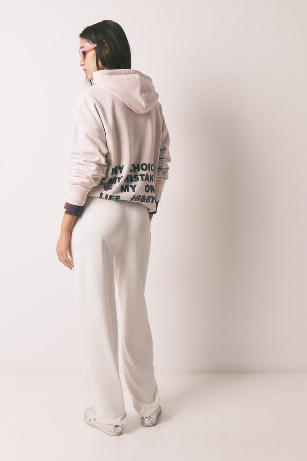 HI&BYE Cal&ccedil;a jogger de molet&atilde;o de algod&atilde;o branco bege