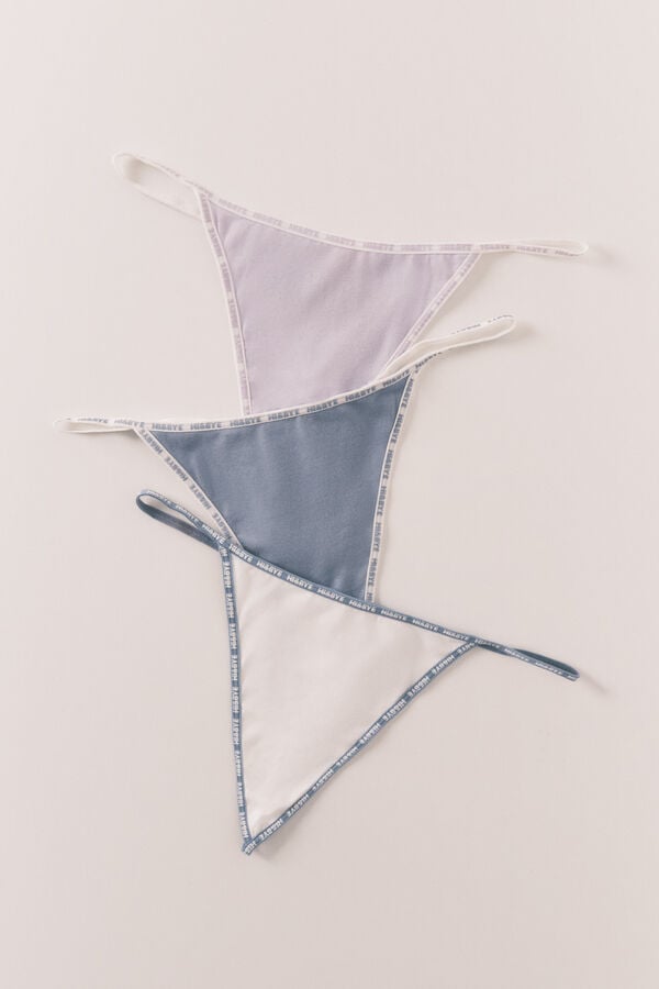 HI&BYE Pack 3 tangas lil&aacute;s, branco e azul branco