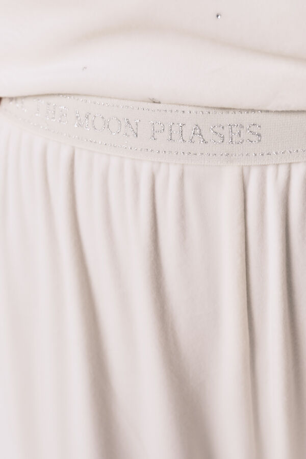 Women'secret Pijama largo terciopelo suave blanco brillo marfil