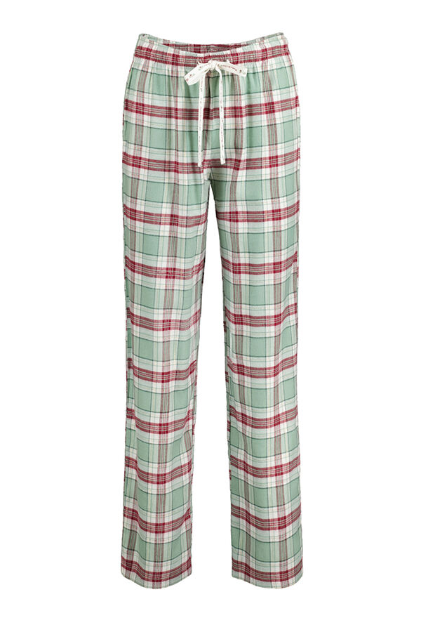 Womensecret Calças pijama xadrez algodão verde estampado
