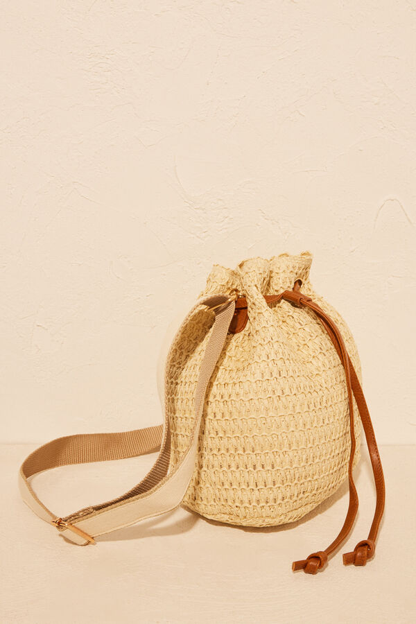 Women'secret Bolso bucket rafia nude