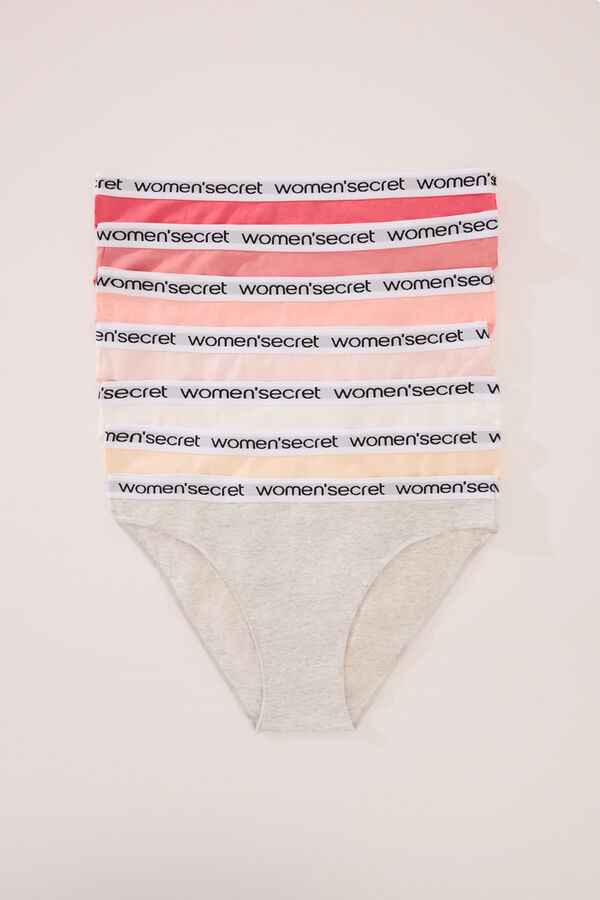 Women'secret Pack 7 bragas cl&aacute;sicas algod&oacute;n logo blanco