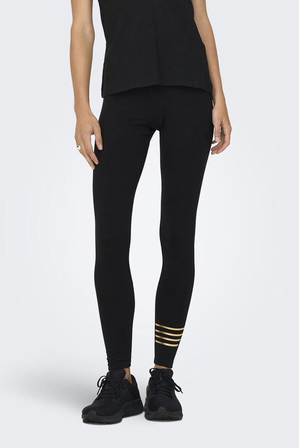 Only Play Leggins detalle dorado negro