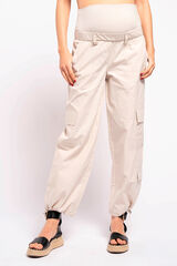 Ohma! Calças pré-mamã parachute bege