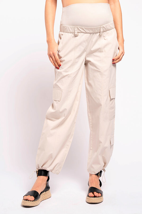 Ohma! Calças pré-mamã parachute bege