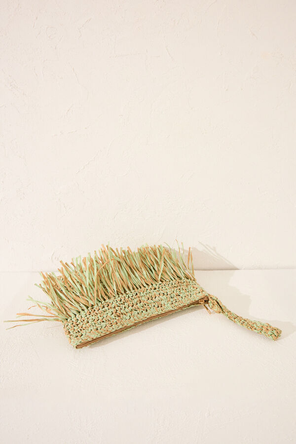 Women'secret Bolso peque&ntilde;o rafia flecos verde