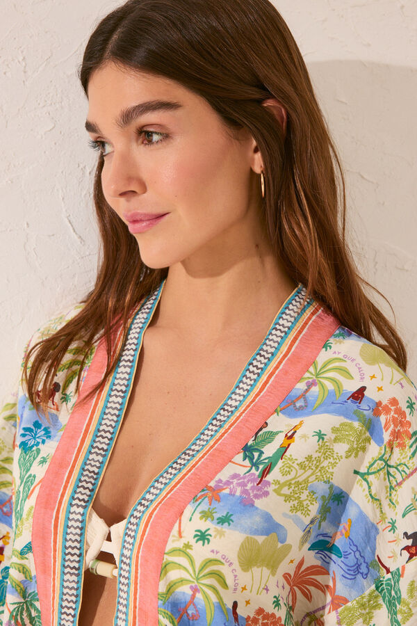 Women'secret T&uacute;nica kimono viscosa estampado paisaje estampado