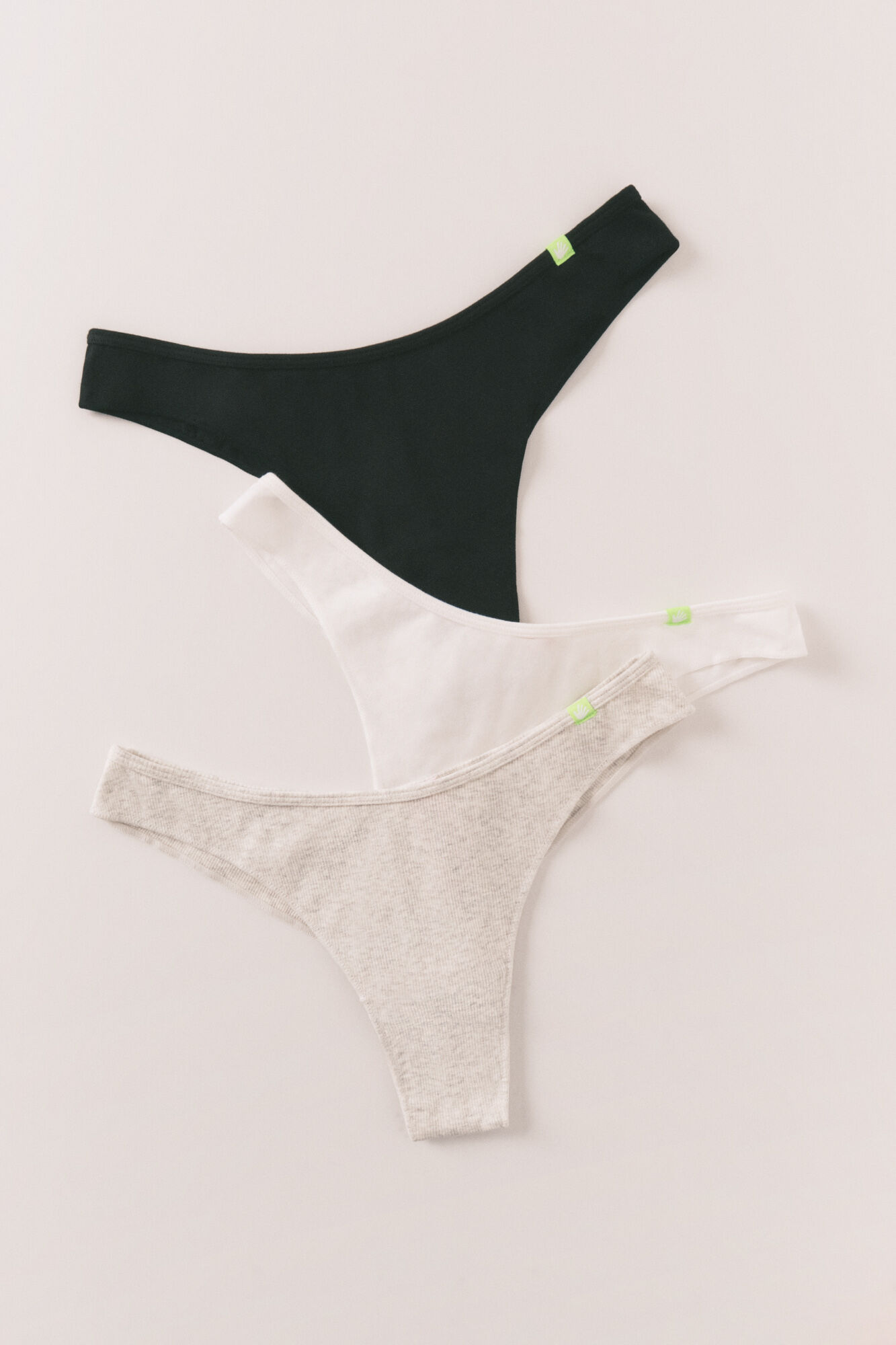 HI&BYE Pack de 3 cuequinhas brasileiras em algod&atilde;o branco, cinza e preto